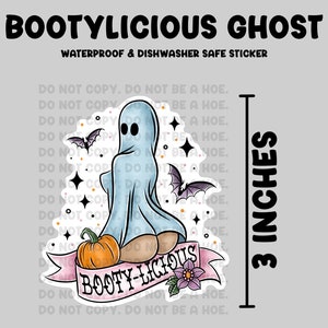 Booty-licious ghost sticker, dirty waterproof sticker, booty laptop sticker, naughty girl ghost, ass cheeks, NSFW sticker, spooky sticker