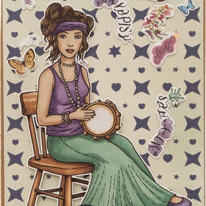 Cartes d'art numériques pour le journal indésirable, GYPSY SOUL LADY, 8 pcs, décoration de carte de scrapbooking 4 x 6 po Cartes de voeux sous licence commerciale