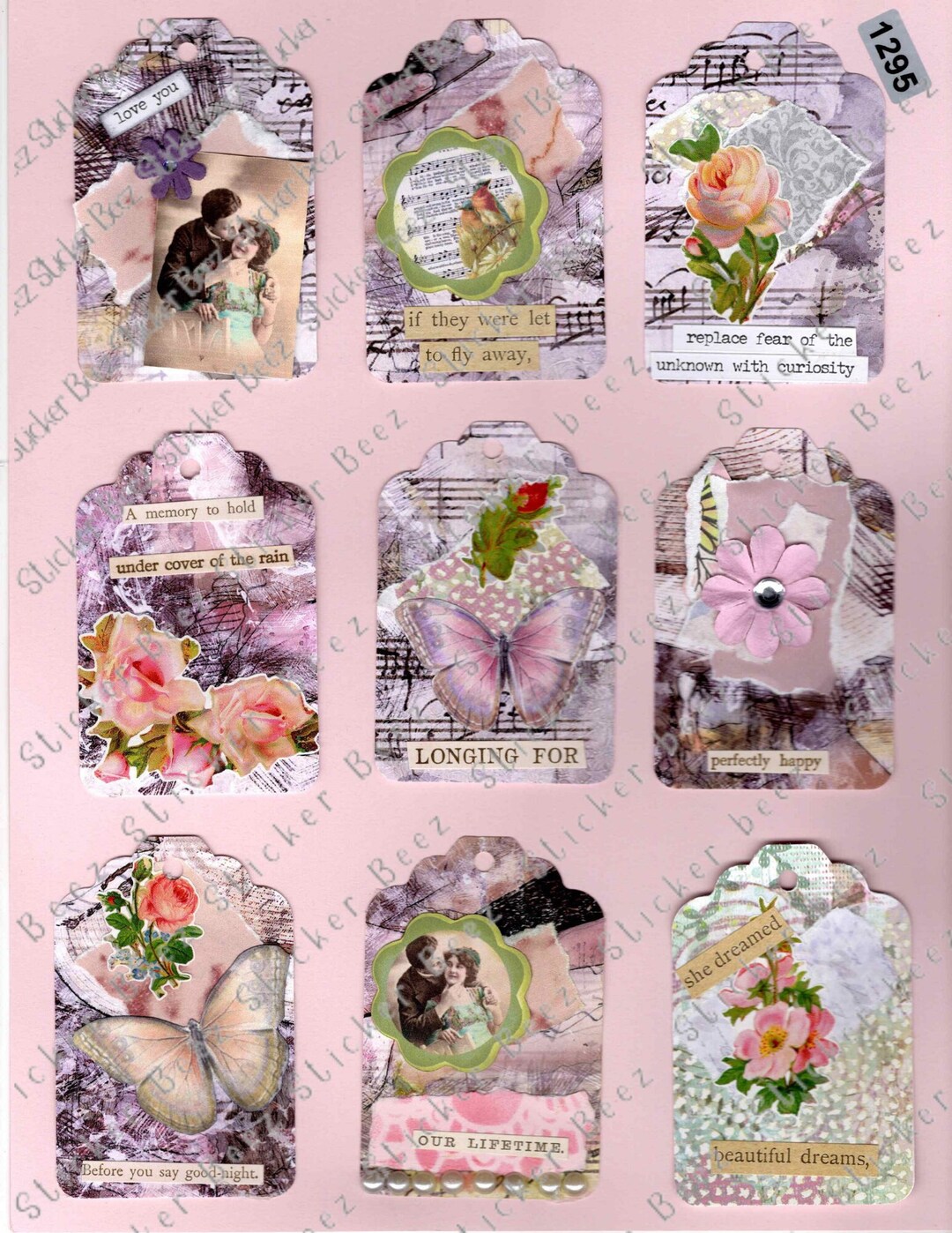 Vintage Love Tags Digital Download Graphic Design, for Greeting Cards ...