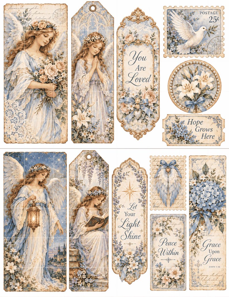 Inspiration Angels Ephemera Sheet Supplies for Scrapbook, Junk Journal ...