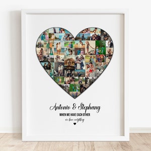 Personalized Anniversary Gift Photos, Heart Photo collage, Anniversary Gift for Husband, Anniversary gift for her, Mother&#39;s Day Gift