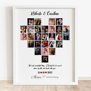 Custom Heart Photo Collage, Anniversary Collage Gift for Boyfriend, Anniversary Collage for Girlfriend, Personalized Wedding Photo Gift