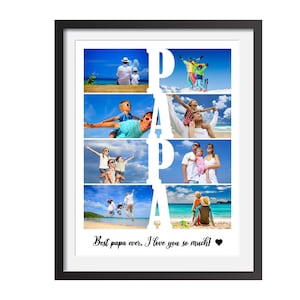 Papa Photo Collage Template PSD, Custom Father's Day Gift, Gift For Papa from Grandchild, Papa Photo Gift from Son, Daddy Photo Collage Gift