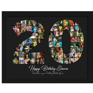 Collage de fotos personalizado para 20 cumpleaños (60-100 fotos), regalo para 20 cumpleaños, regalo para hijo/a o hija, regalo para 20 aniversario.