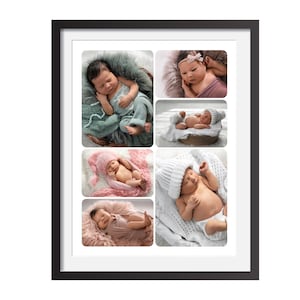 Photo Collage Templates with Rounded Corners in 16&quot;x20&quot;, Newborn Baby Collage Photoshop Template, Storyboard Template, Wall Poster Template