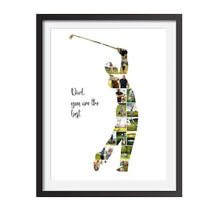 Personalized Golf Player Photo Collage Template, Golf Photo Collage of Player, Golf Gifts For Men, Personalized Golf Gifts