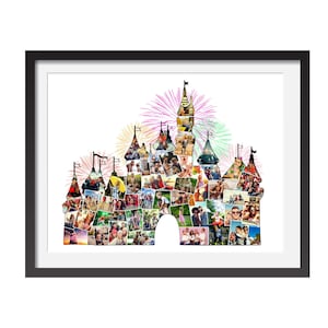 Personalisieren Sie Schloss Fotocollage, Benutzerdefinierte Schlossform Fotocollage, Reisecollage, Sohn Tochter Geschenk, Geburtstagsgeschenk