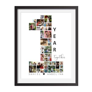 Personalisieren Sie 1 Jahr Jubiläum Collage, 1 Jahr Fotocollage von 40 Fotos, erste Jahrestag Geschenk, personalisierte Geschenk für Ihn, Geschenk für Sie