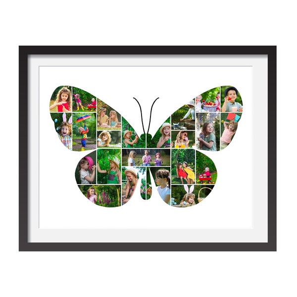 Plantilla de collage de fotos de mariposas, fotos para bebés o amigos (plantilla PSD)