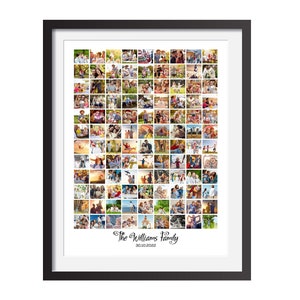 Family Photo Collage 108 Photos, Personalized Family Gift, Family Wall Art, Wedding Anniversary Gift, , Family Photo Gift, Memory Wall Art