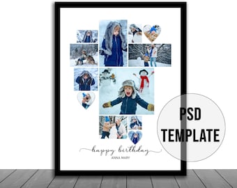 Photo Collage Template: Wall Art Poster, Storyboard Design (PSD, Digital Download)