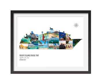 Personalisierte Kreuzfahrtreise-Collage, Kreuzfahrtreise-Fotocollage, Schiffscollage besonders anfertigen, Reise-Fotocollage, Flitterwochen-Wandkunst, Kreuzfahrtfotos