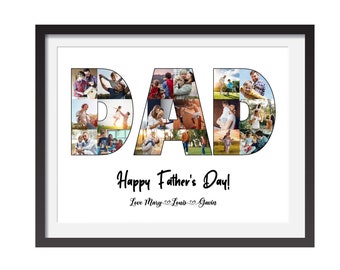 Personalized Dad Photo Collage Art, Father's Day Gift (Digital Download)