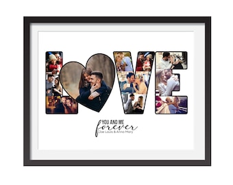 Heart Collage Template 24x30, Personalized Love Photo Collage Template in PSD, Anniversary Gift for Husband, Photo Collage for Boyfriend