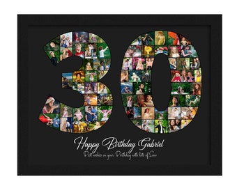 Personalize 30th Birthday Collage 60 Photos, Custom 30 Year Photo Collage, 30th Birthday Gift, Son Daughter Gift, 30th Anniversary Gift