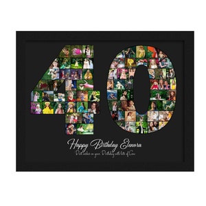 Collage de 40 cumpleaños personalizado (60-100 fotos), regalo de 40 años, regalo para hijo/a o hija, regalo de 40 aniversario.