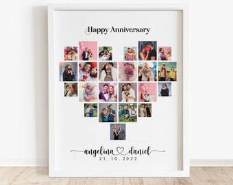 Personalized Anniversary Photo Collage Gift: Heart-Shaped (Digital Download)