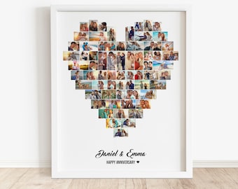 Plantilla de collage de fotos en forma de corazón, regalo de aniversario (Canva y Photoshop)