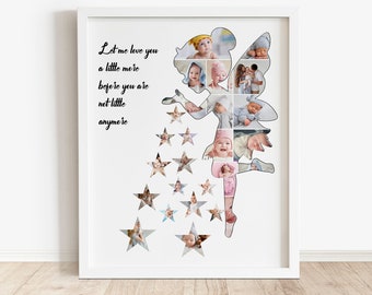 Baby Photo Collage Template in PSD, Photo Collage Gift, Nursery Kids Photo Wall Collage, Birthday Gift, Printable First Birthday Wall Poster