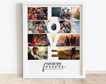 Personalize Love Photo Collage, PSD Template, Love Photo Gift for Boyfriend, Anniversary Gift for Husband, Gift For Him, Custom Love Collage