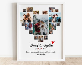 Collage de fotos de corazón personalizado, regalo de aniversario (descarga digital)