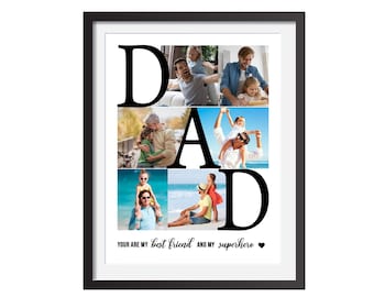 Personalized Daddy Photo Collage, Custom Father's Day Gift, Gift for Dad from Daughter, Daddy Photo Gift, Dad Collage Gift, Custom Dad Gift