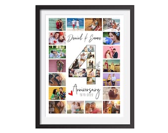 Personalized 4th Anniversary Photo Collage Gift (Digital Download)