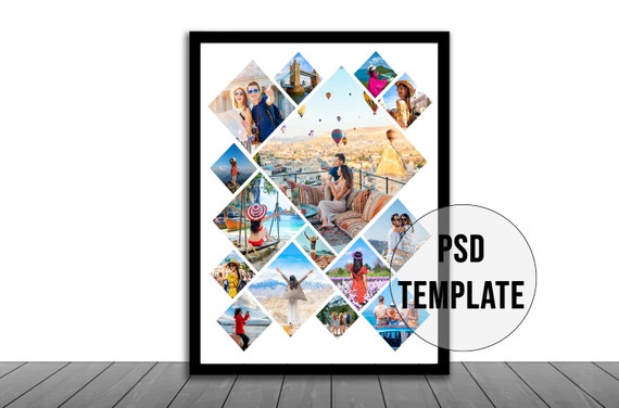 Photo Collage Template in Diamond Shape Photography Portfolio - Etsy