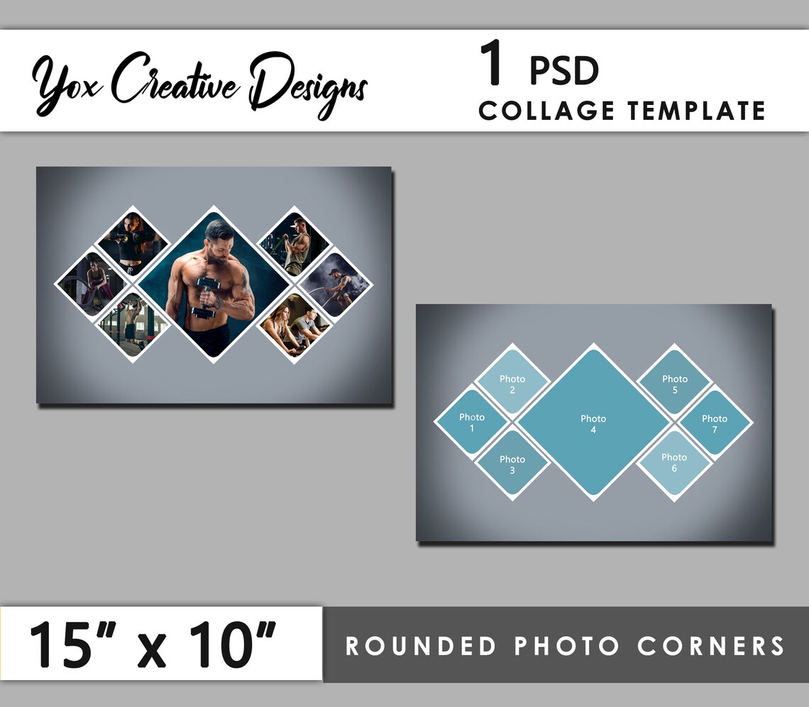 15 x 10 Digital Photo Diamond Collage Template | Etsy