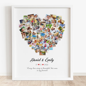 Personalized Heart Collage 30-80 Photos, Anniversary Gift for Husband, Photo Collage Gift, Personalized Gift, Family Collage, Gift for Wife