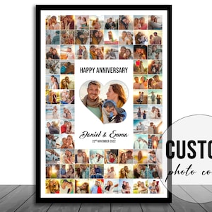Personalized 6 Months Anniversary Gift for Him, 6th Month Anniversary Gift  for Boyfriend, Custom Heart Photo Collage, Six Months Anniversary 