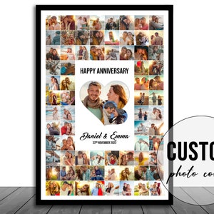 Regalo per il 6° anniversario di matrimonio per il fidanzato, collage di foto a forma di cuore per 75 foto, regalo personalizzato per il marito, regalo per il 6° anniversario di matrimonio per lui