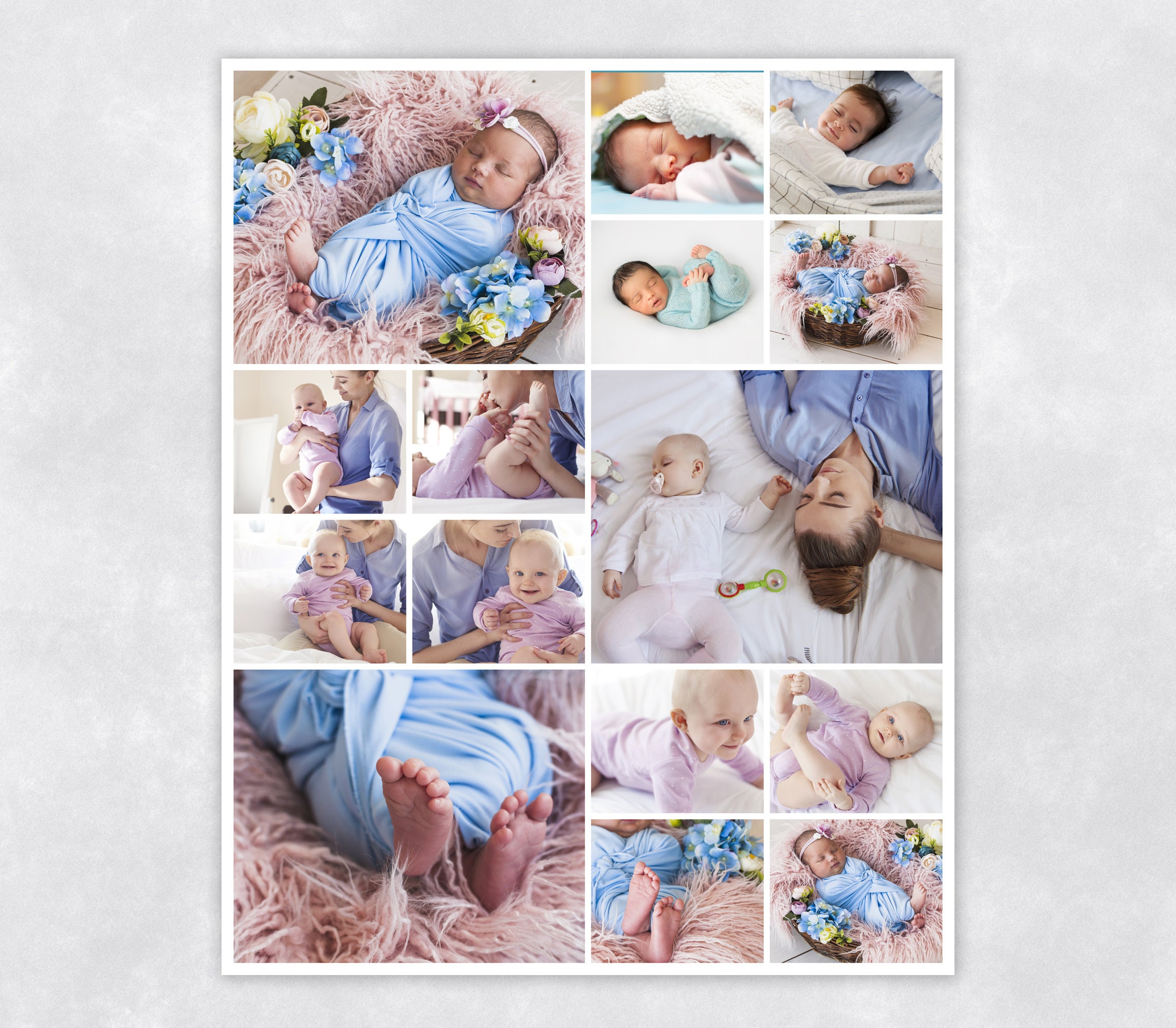 Newborn Photo Collage Templates: 16x20 Baby Photography (PSD Digital ...