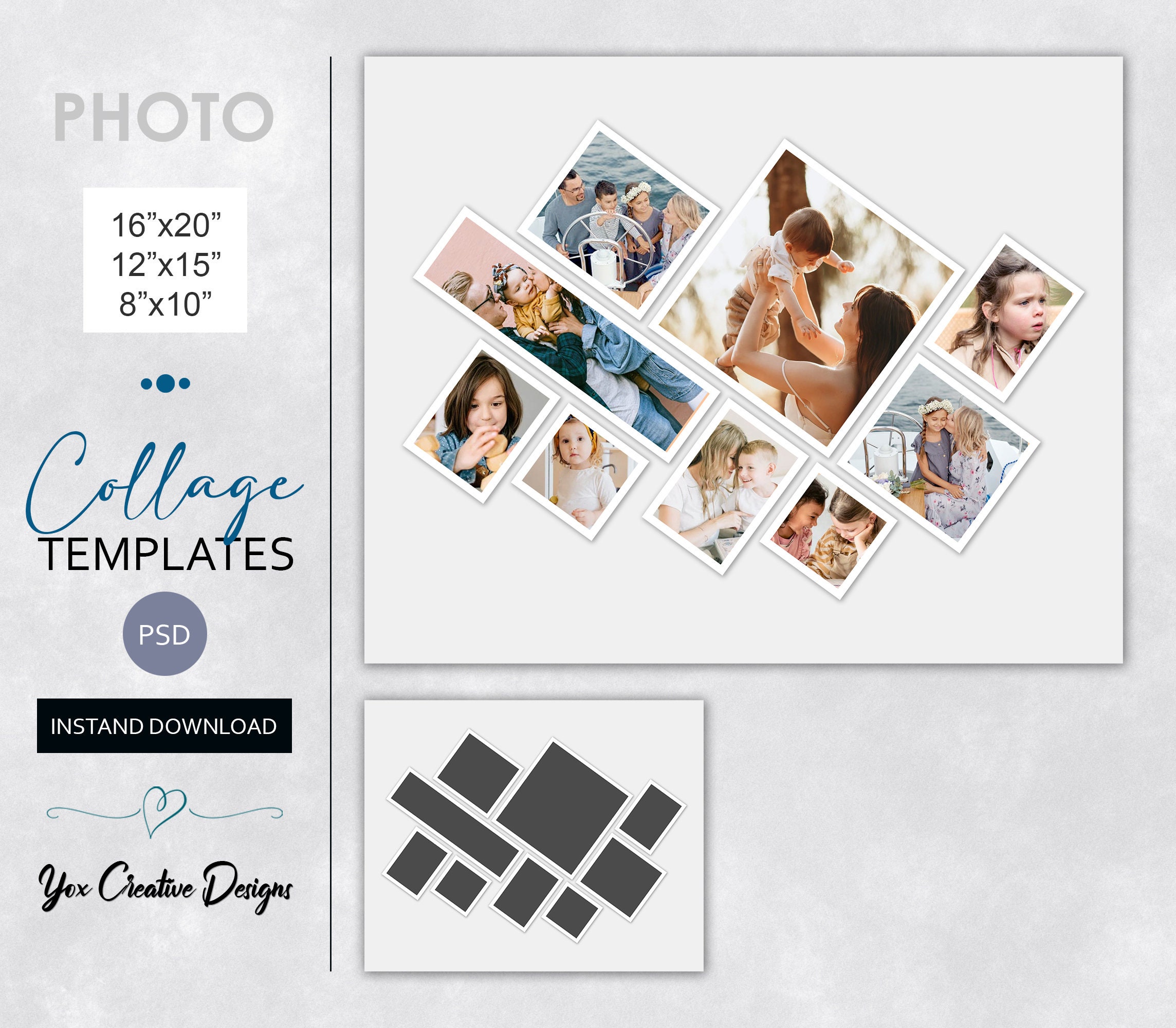 Photo Collage Template in Diamond Shape Photography Portfolio | Etsy