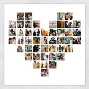 Heart Photo Collage Template: Love Storyboard (Photoshop, Digital Download)
