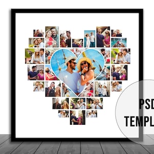 Heart Photo Collage Template: Love Storyboard (Digital Download)