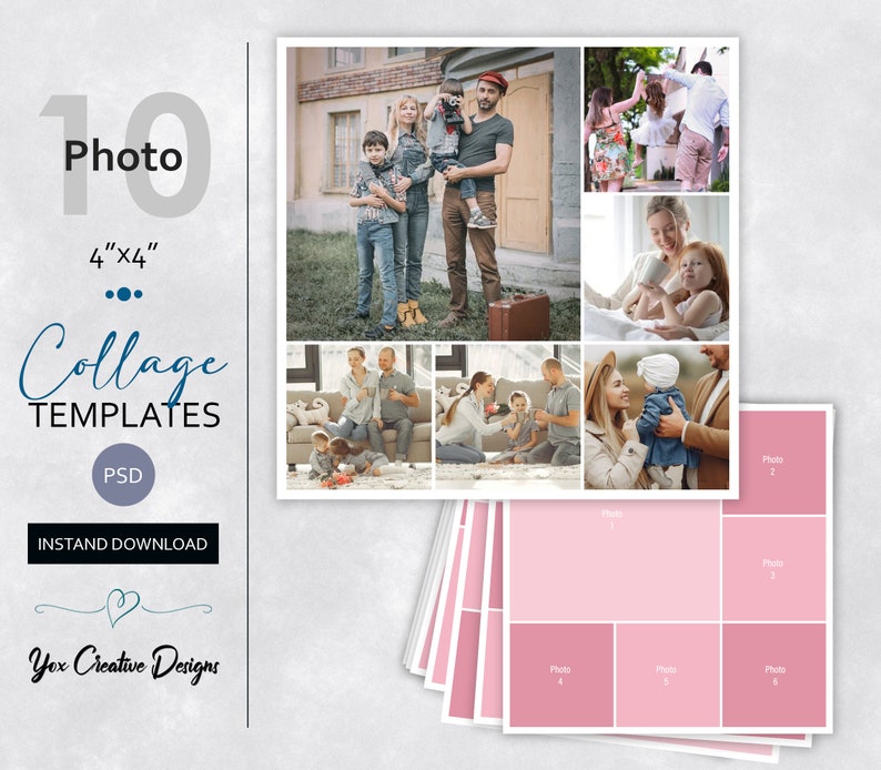 Photo Collage Templates in 4x4 Etsy India