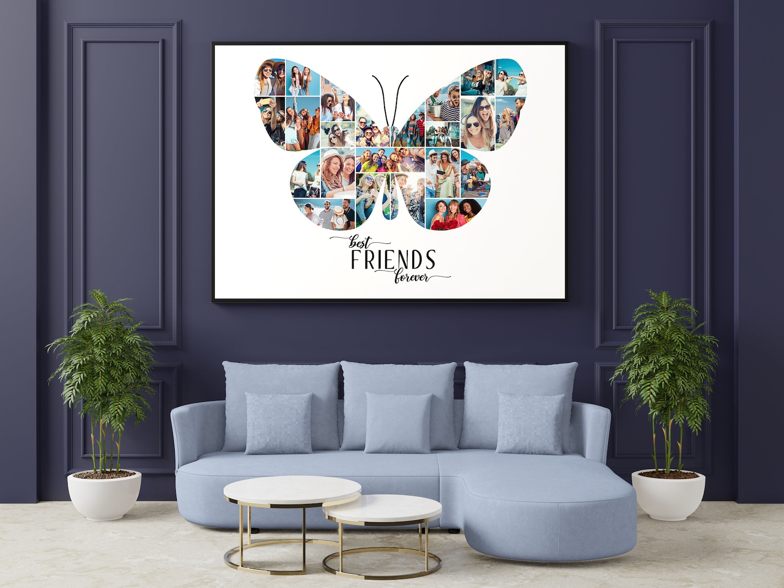 Best Friends Photo Collage Template Butterfly Shape Best Etsy India
