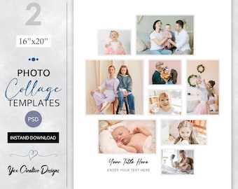 Family Photo Collage Templates: 16x20 Wall Poster (PSD Digital Download)