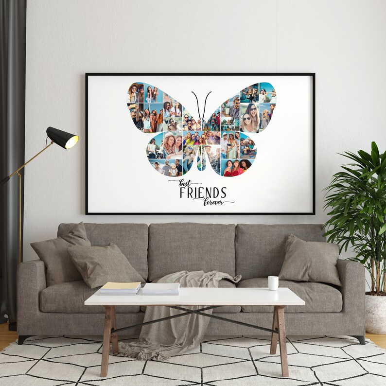 Best Friends Photo Collage Template Butterfly Shape Best Etsy India