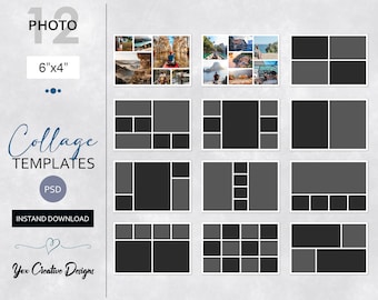 Photo Collage Templates: 6x4&quot; Photoshop Card Pack (Digital Download)
