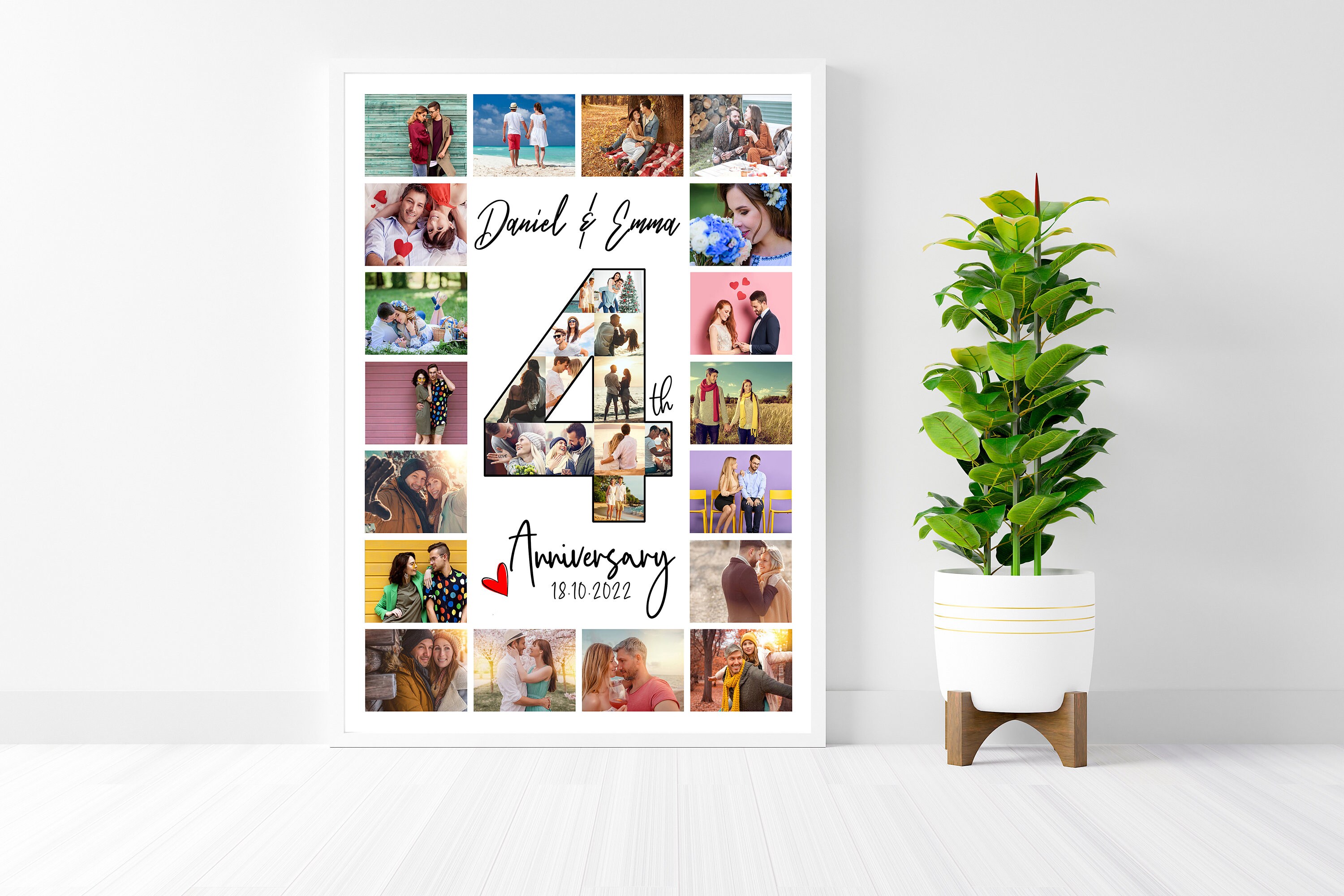 4th Anniversary Photo Collage Template: Scrapbook Gift (PSD) - Etsy