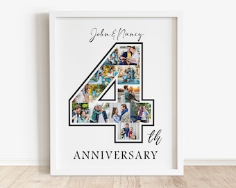 4th Anniversary Photo Collage Gift: Number Four Template (PSD)
