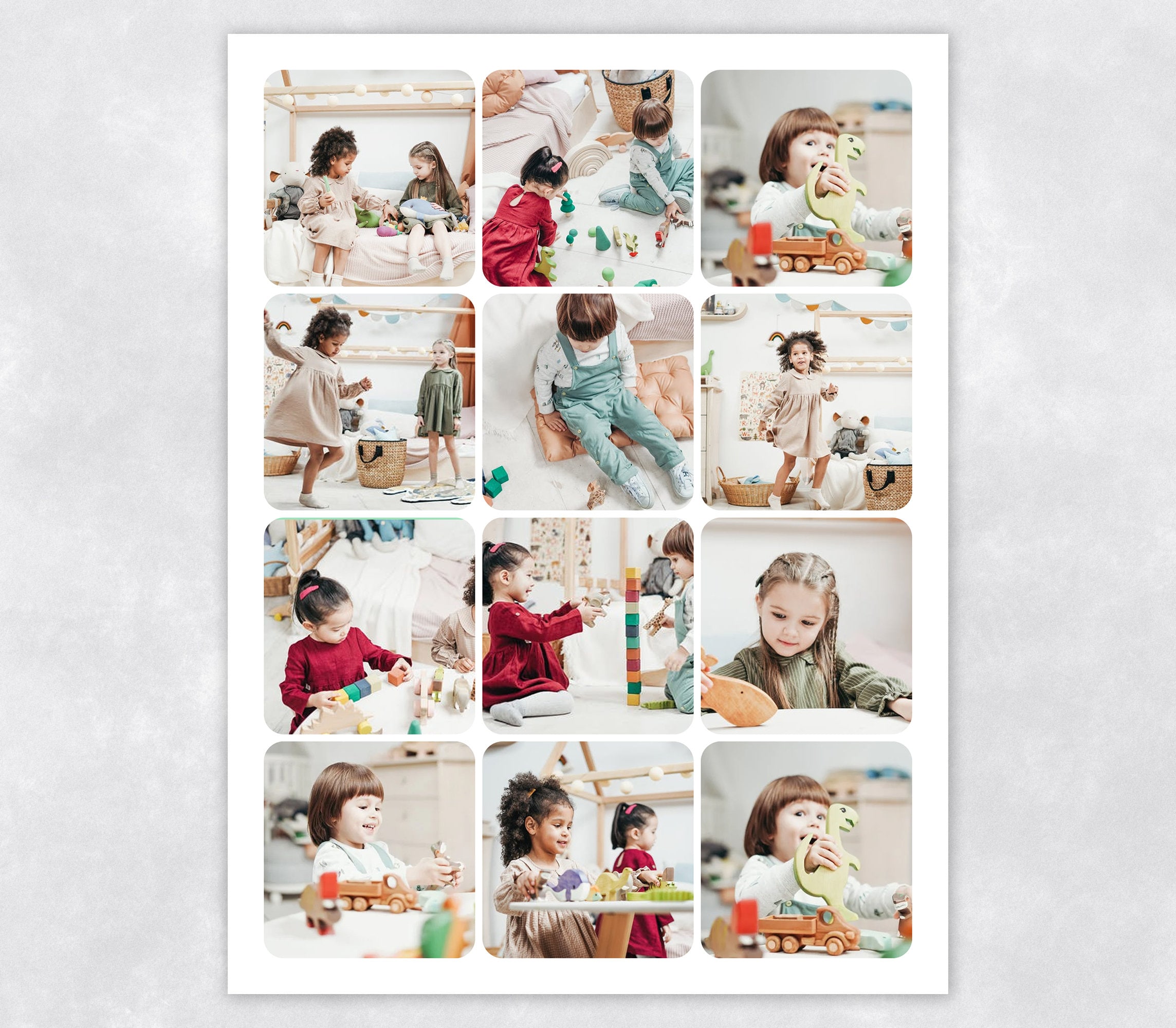 Foto Collage Vorlage in 12x16 mit abgerundeten Ecken | Etsy