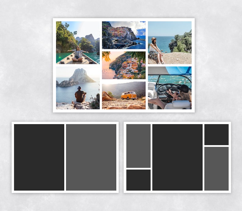 Fotocollage Sjablonen Kit in 6 x4, 12 Photoshop Photo Card Templates Pack voor fotografie Portfolio, Storyboards, Fotografie Portfolio afbeelding 3