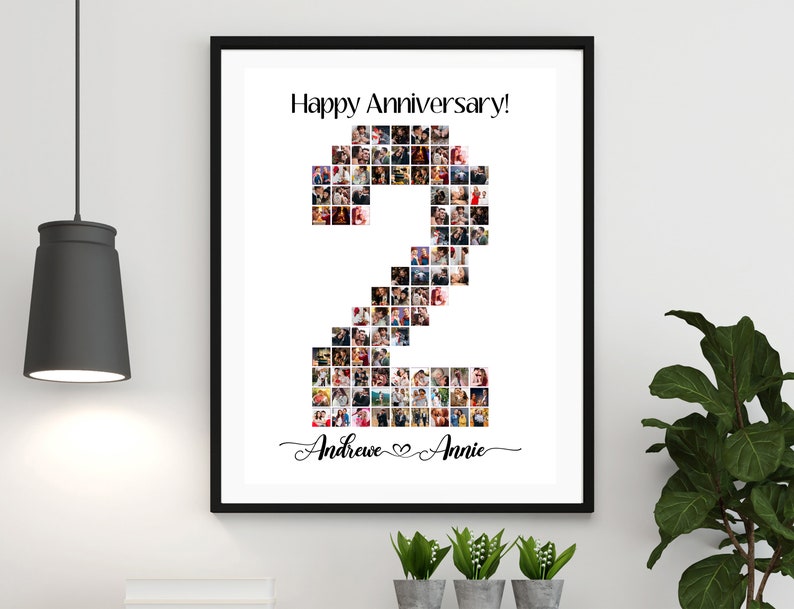 2nd Anniversary Photo Collage Template: Number 2 (PSD) - Etsy