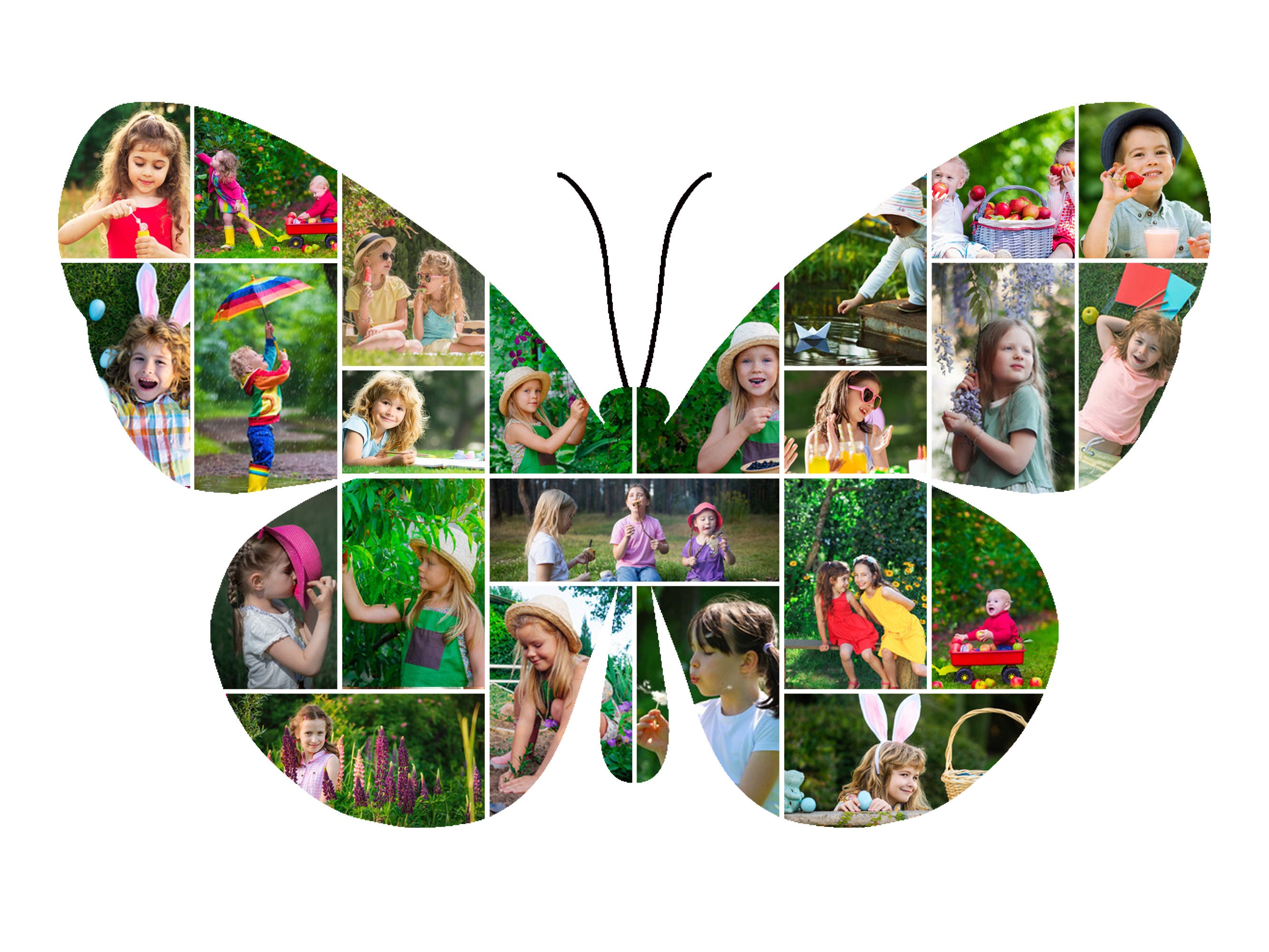 Butterfly Shape Photo Collage Template 12x16 Etsy