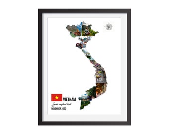 Personalized Vietnam Map Photo Collage: Travel Souvenir (Digital File)