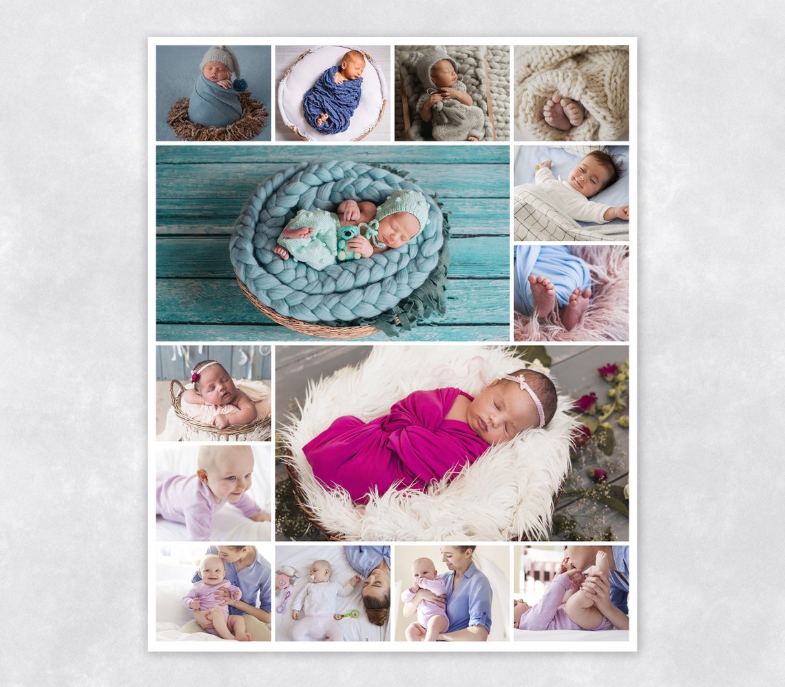 Newborn Photo Collage Templates 16x20 Baby - Etsy