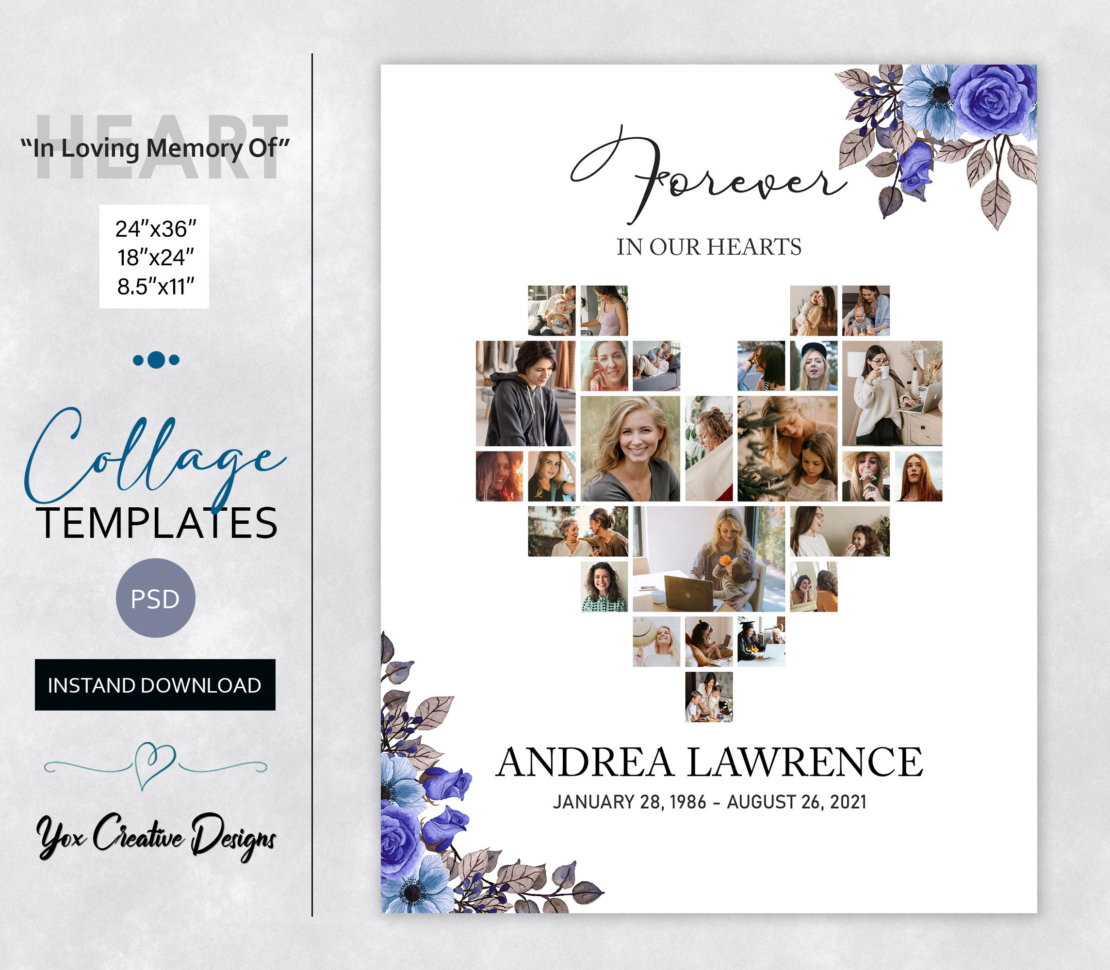 In Loving Memory Of Photo Collage Templates In 24 X 36 And Etsy India